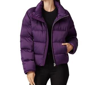 Tory Burch Sport Down Jacket Performance Satin Quilted Puffer Purple S